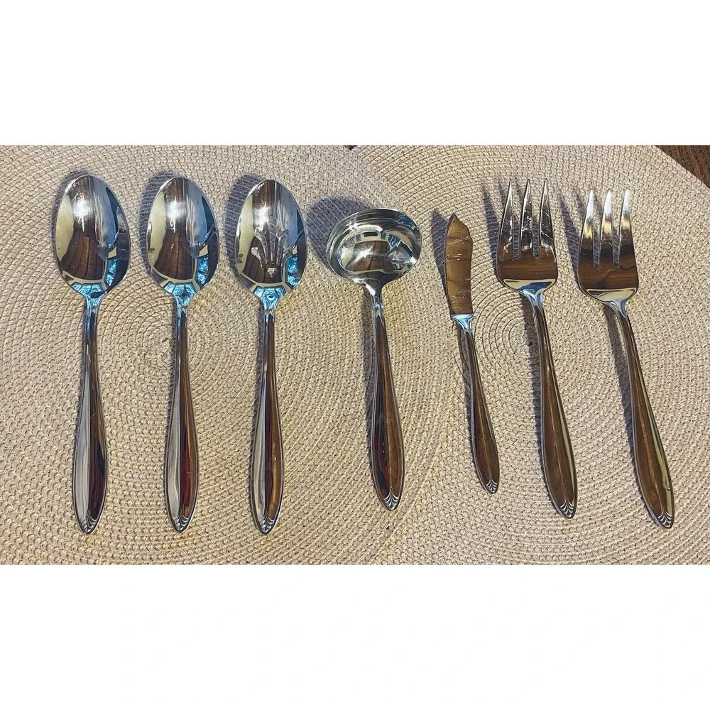 Lenox Covington 18/10 Stainless 7pc Hostess Serving Set Vietnam DISCONTINUED